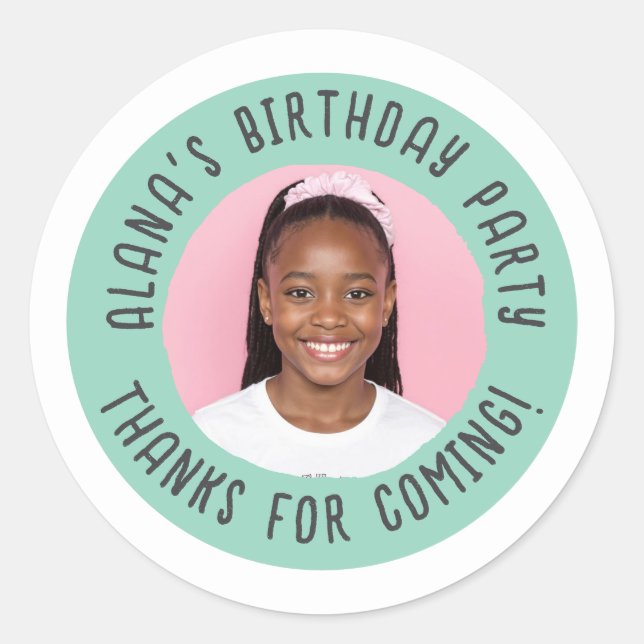 Personalized Birthday Party Thank You Favor  Classic Round Sticker (Front)