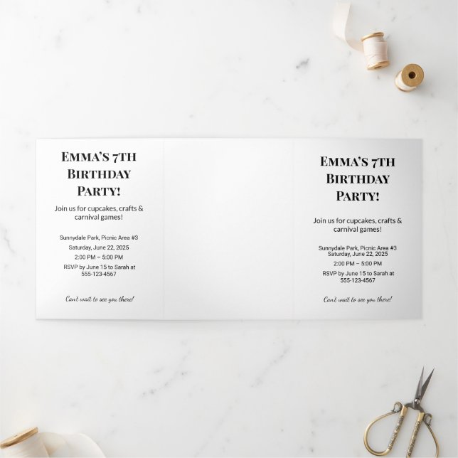 Personalized Birthday Party Trifold Letter Fold (Outside)