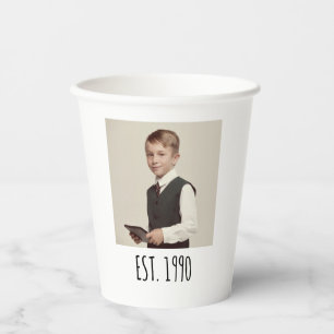 Personalized Birthday Party with Text Est Vintage Paper Cups