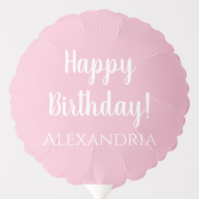 Personalized Birthday Pastel Pink Happy Birthday Balloon (Front)