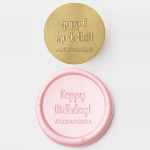 Personalized Birthday Pastel Pink Happy Birthday Wax Seal Stamp