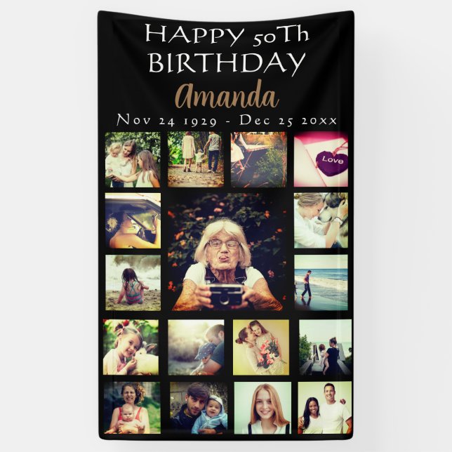Personalized birthday photo collage banner (Vertical)