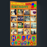 Personalized birthday photo collage banner<br><div class="desc">Custom pictures and text. Add your own pictures and edit photo-filter,  font color and style and background color.</div>