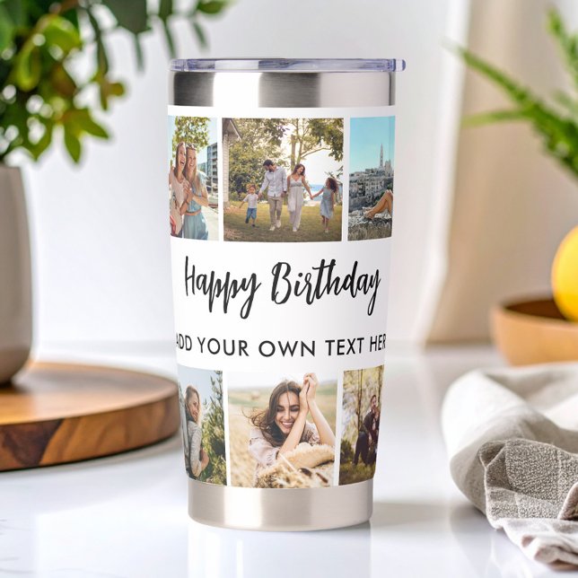 Personalized Birthday Photo Collage Mug Insulated Tumbler (Creator Uploaded)