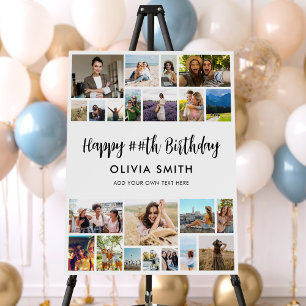 Personalized Birthday Photo Collage Party Sign