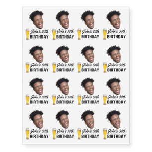 Personalized Birthday Photo Custom Face, Name, Age Temporary Tattoos