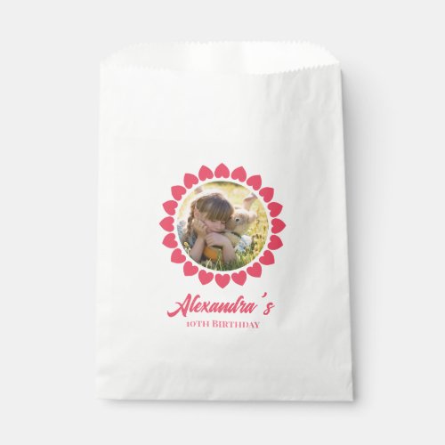 Personalized Birthday Photo Heart Circle Frame Favor Bag