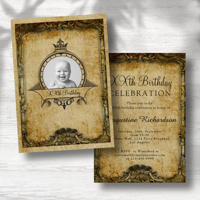 Personalized Birthday Photo Template Retro Vintage (Creator Uploaded)