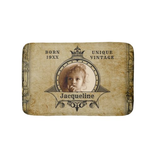 Personalized Birthday Photo Template Vintage Retro Bath Mat