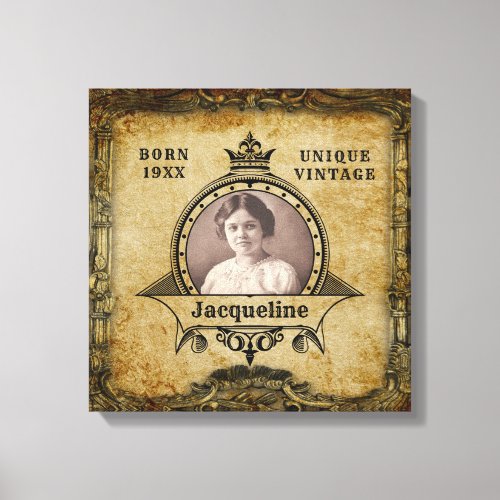 Personalized Birthday Photo Template Vintage Retro Canvas Print