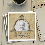 Personalized Birthday Photo Template Vintage Retro Napkins<br><div class="desc">Celebrate the special day of a loved one in style by gifting these personalized vintage retro birthday napkins. This set of 50 paper napkins features a pre-made vintage photo template (add your photo) along with their age, making it a unique and fun addition to the festivities. The beautiful vintage pattern...</div>