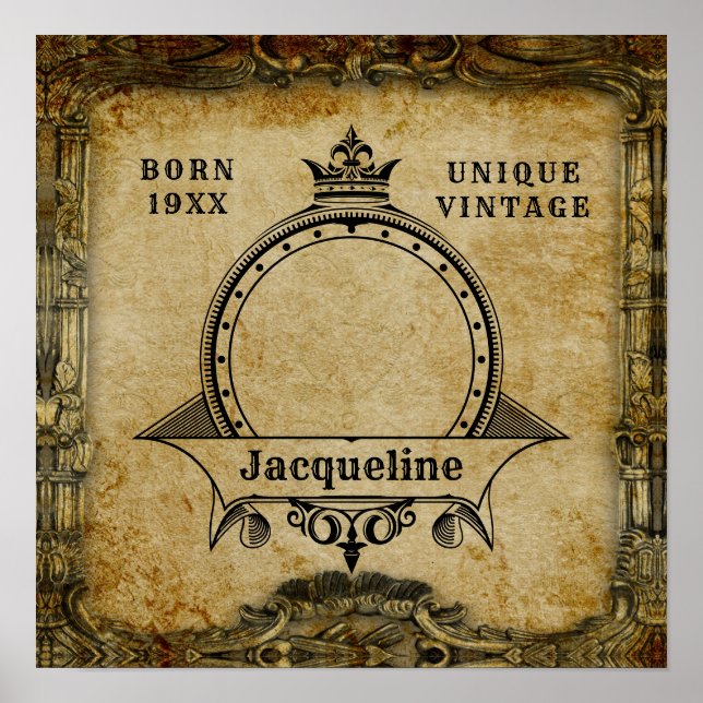Personalized Birthday Photo Template Vintage Retro Poster (Front)