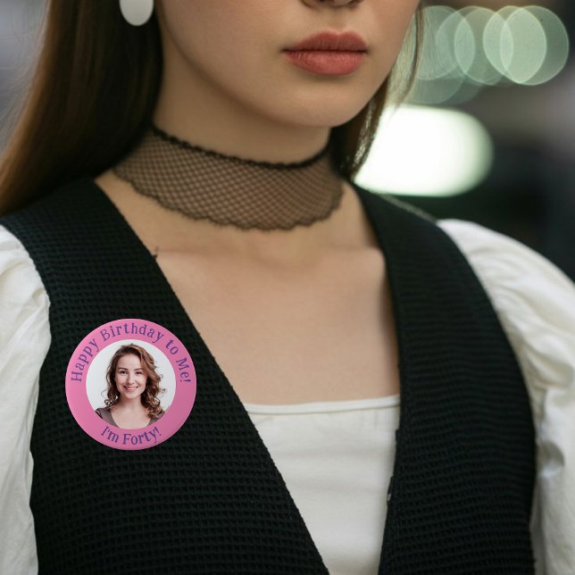 Personalized Birthday Photo, Your Picture Badge Button (Creator Uploaded)