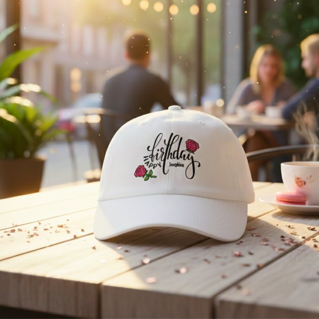 Personalized Birthday Pink Rose Hat (Personalized Birthday Vibes)