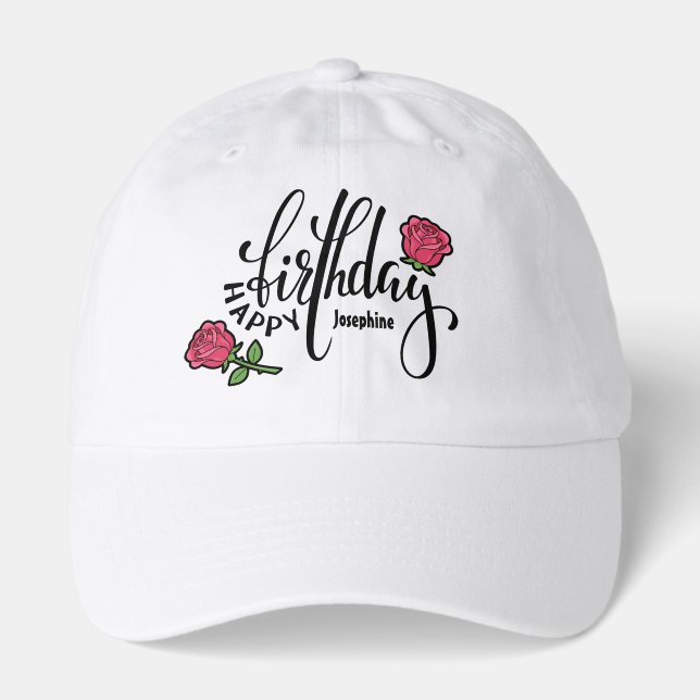 Personalized Birthday Pink Rose Hat (Front)