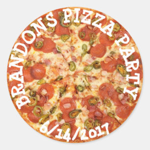 Personalized Birthday Pizza Party Stickers