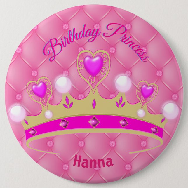 Personalized Birthday Princess  Button (Front)