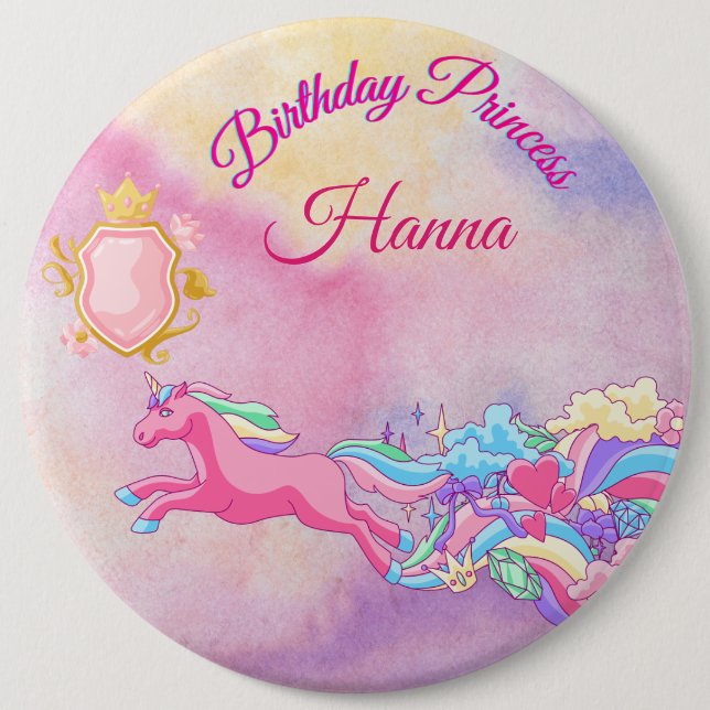 Personalized Birthday Princess Button (Front)
