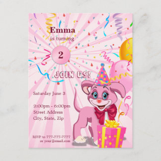 Personalized Birthday Puppy Cartoon Invitaion Invitation