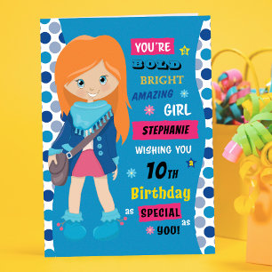 Personalized Birthday - Red Hair Girl Card