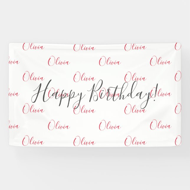 Personalized Birthday Red Name Banner (Horizontal)