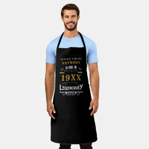 Personalized Birthday Retro Vintage Monogram Apron