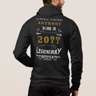 Personalized Birthday Retro Vintage Monogram Black Hoodie