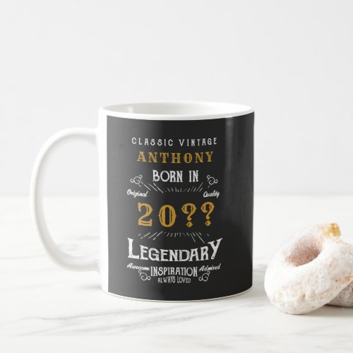 Personalized Birthday Retro Vintage Monogram Coffee Mug