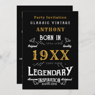 Personalized Birthday Retro Vintage Monogram Invitation