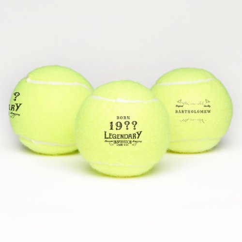 Personalized Birthday Retro Vintage Monogram  Tennis Balls