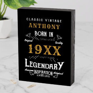 Personalized Birthday Retro Vintage Monogram Wooden Box Sign