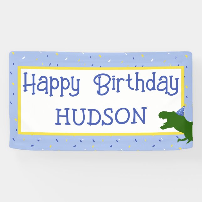 Personalized "Birthday-Saurus" Dinosaur Birthday Banner (Horizontal)