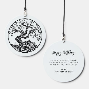 Personalized Birthday Script Typography Tree Wind Chime