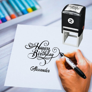 Personalized Birthday Self Inking Rubber Stamp