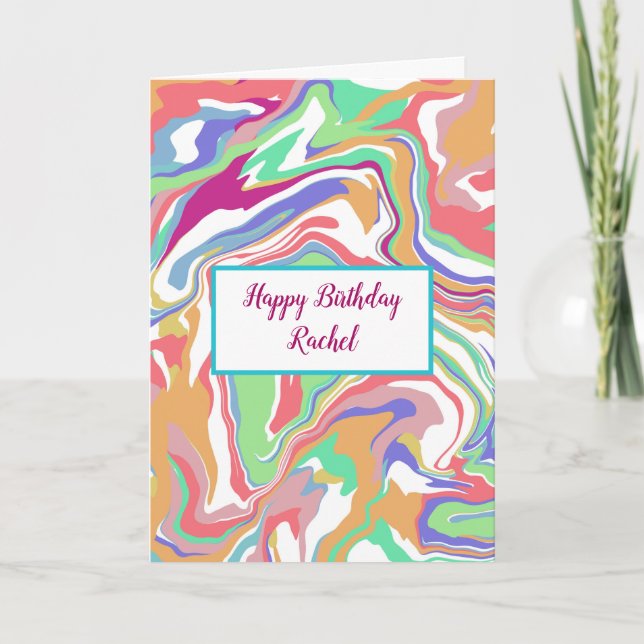 Personalized Birthday | Sherbert Marble Card (Front)
