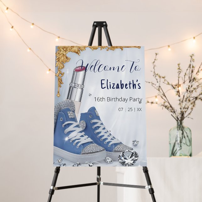 Personalized Birthday Sneaker Ball Lipstick Party Foam Board (In Situ (Stand))