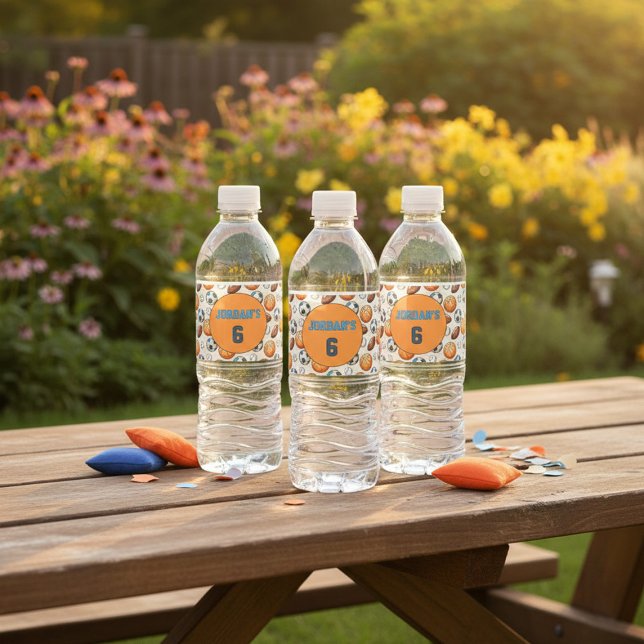 Personalized Birthday Sports Theme Water Label (Creator Uploaded)