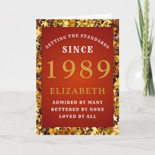 Personalized Birthday Standards 1989 Red Gold  Card