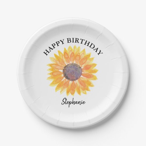 Personalized Birthday Sunflower Paper Plates