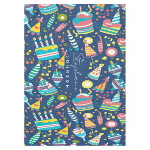 Personalized Birthday Tablecloth, Custom Name Tablecloth