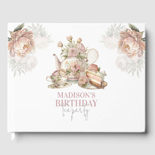 Personalized Birthday Tea Party floral Guest Book