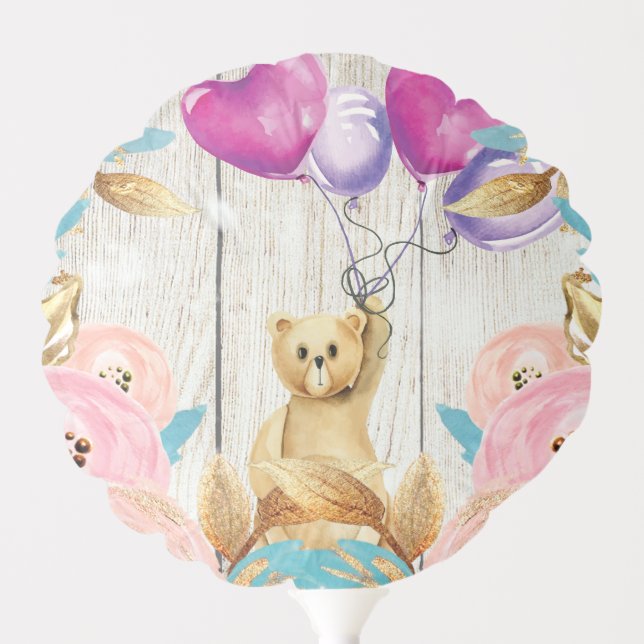 Personalized Birthday Teddy Bear Balloon (Front)