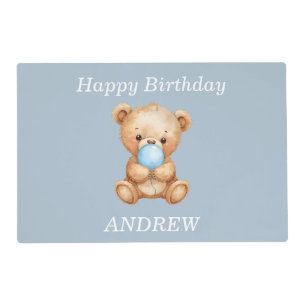 Personalized Birthday Teddy Bear Paper Placemats