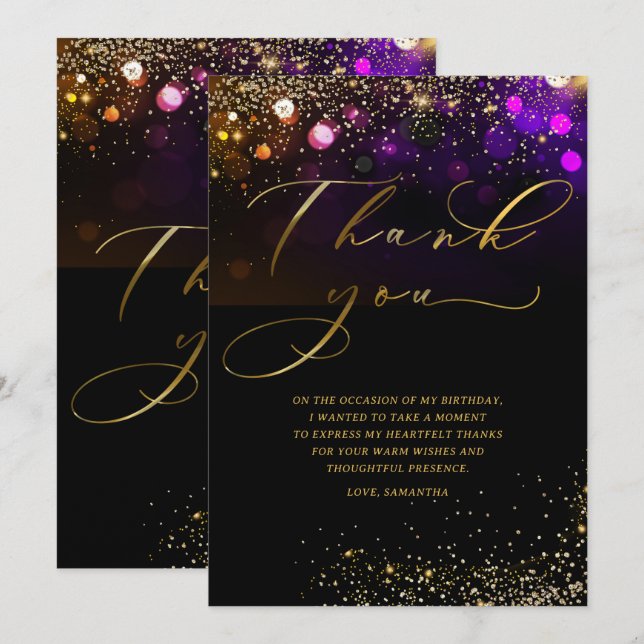 Personalized  Birthday Thank You Cards for Adults (Front/Back)