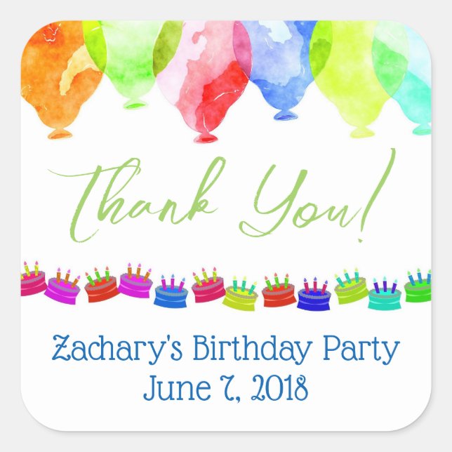 Personalized Birthday thank you stickers (Front)