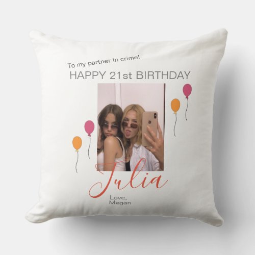 Personalized Birthday Throw Pillow for Your Bestie