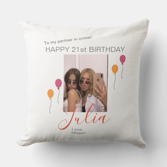 Personalized Birthday Throw Pillow for Your Bestie (Front)