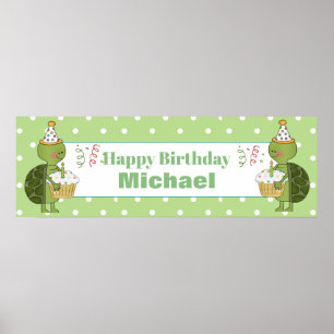 Personalized Birthday Turtle Banner Poster