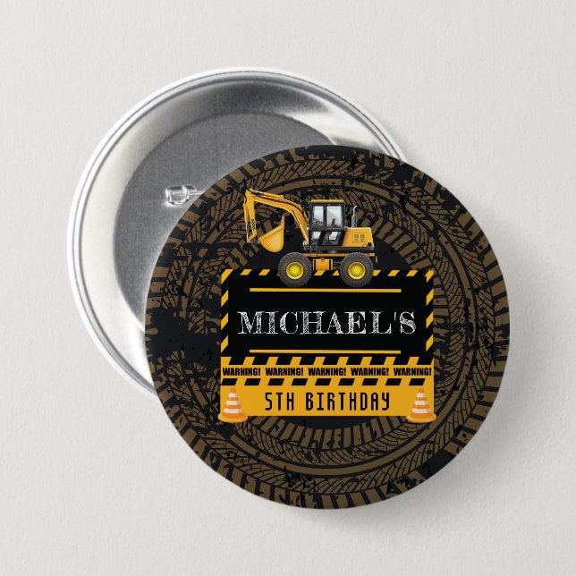 Personalized Birthday Under Construction Button (Front & Back)