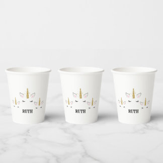Personalized Birthday Unicorn Glitter Design with Paper Cups